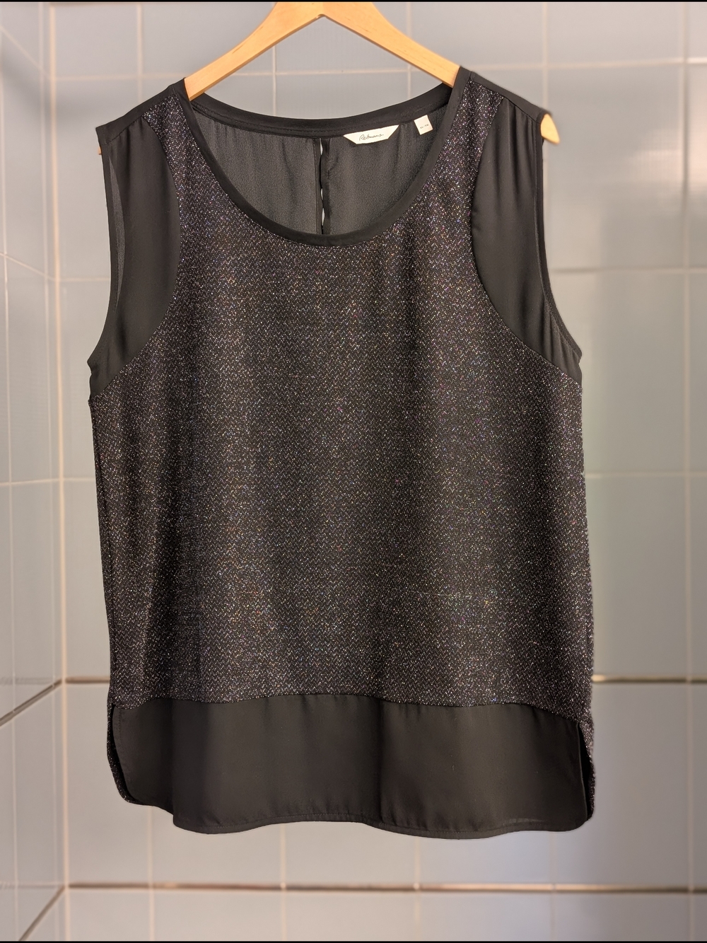 Black Chiffon-Trim Sleeveless Top